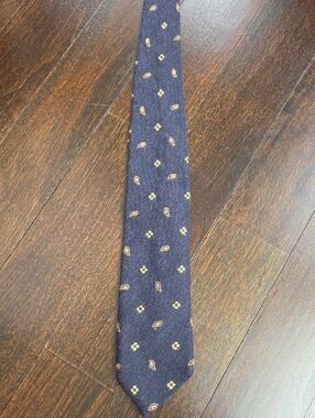 MEN'S DAVIDE CENCI WOOL AND SILK NAVY BLUE NECK TIE MADE IN ITALY $120